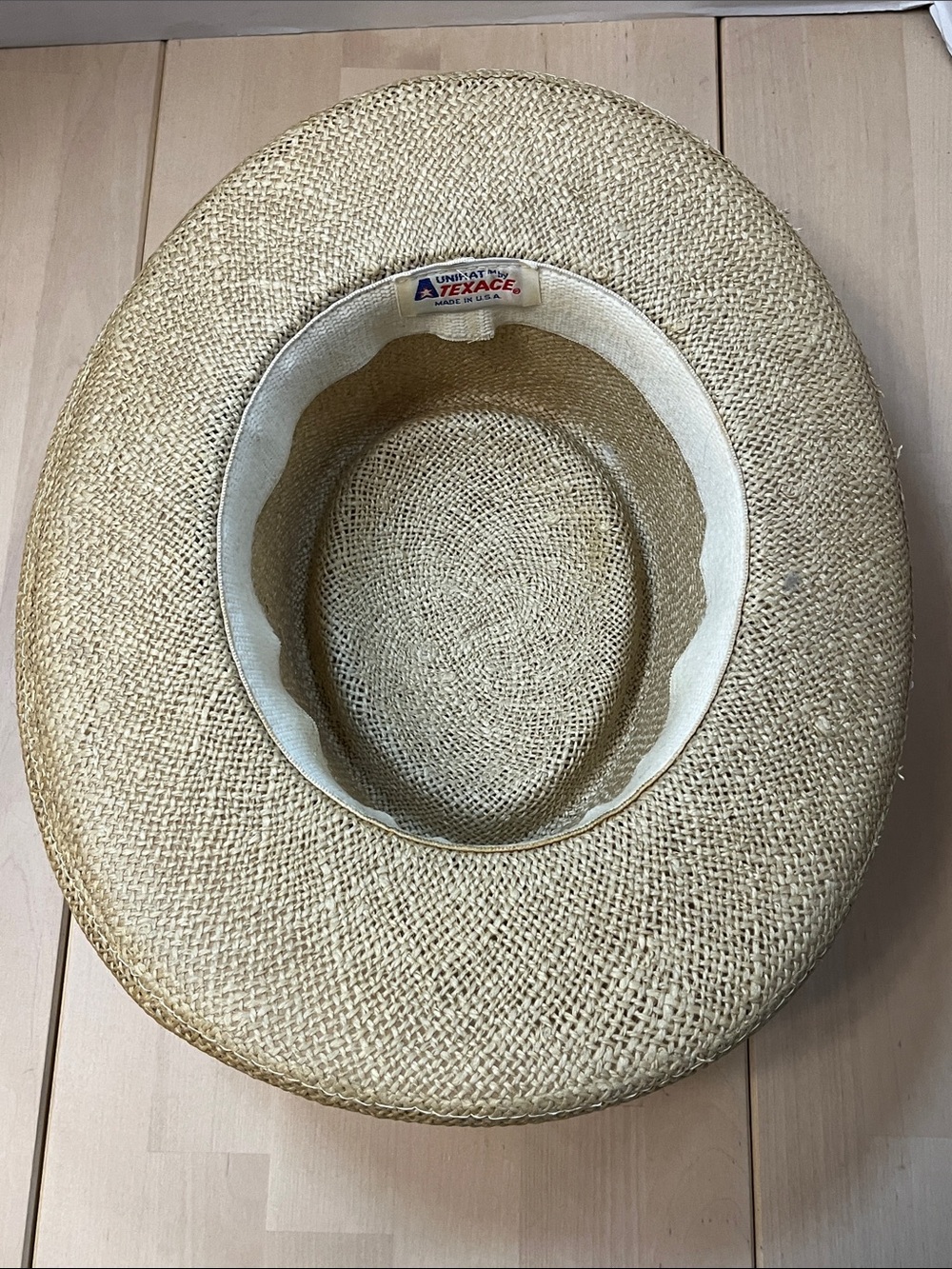 Vintage UNIHAT by TEXACE Sand Hills Straw Golf Hat w/Fabric & Leather Trim Band - Picture 10 of 16
